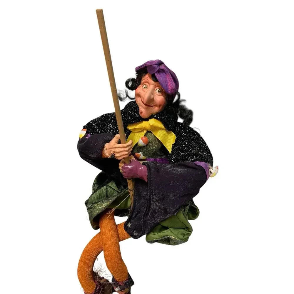 Vintage Halloween Witch 18” Old Woman Sitting Shelf Sitter Decor Collector Large